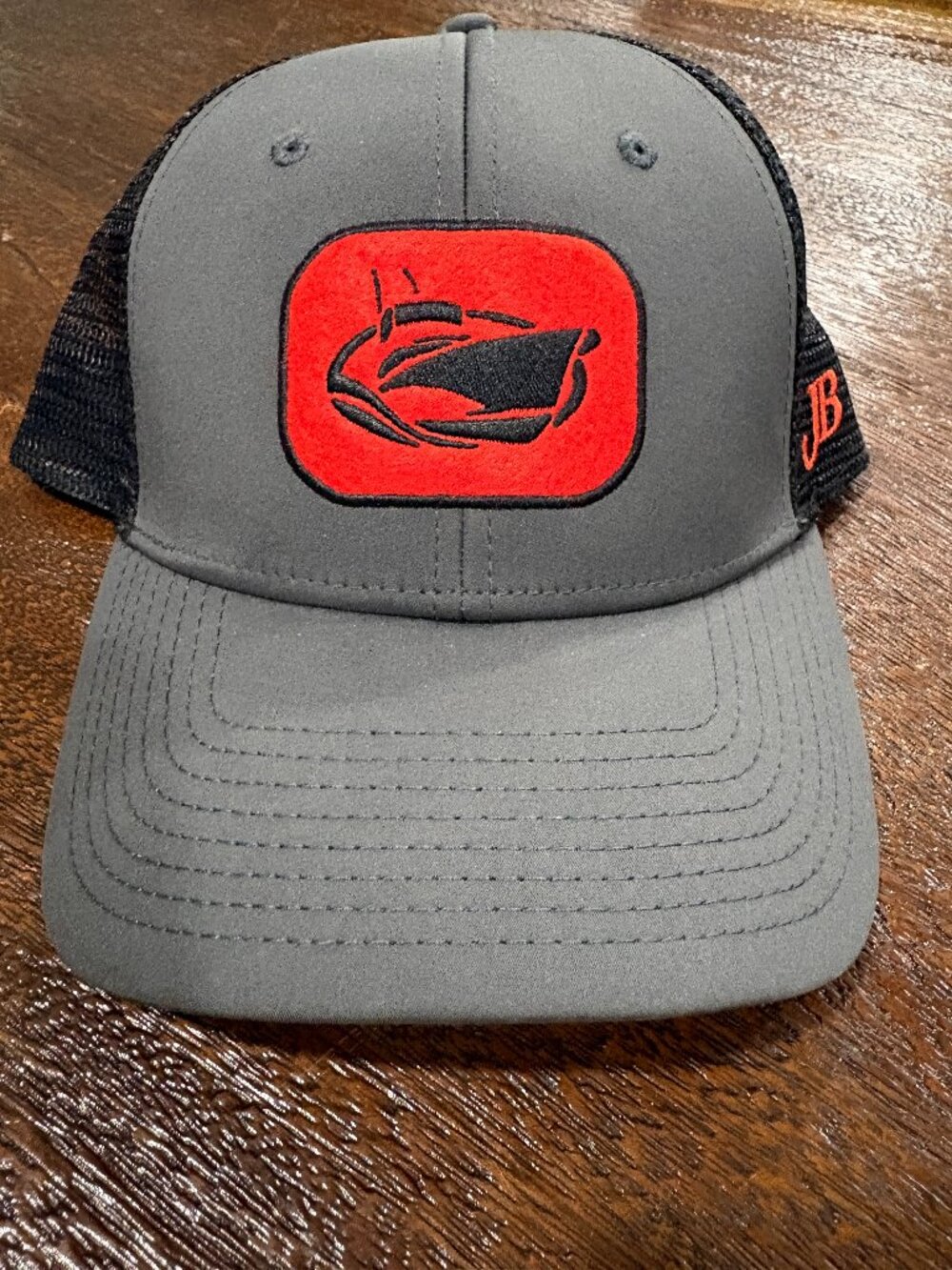 JarrettBay Jarrett Bay Boat Yachts Baseball Mesh back Cap Hat JB Gray Red EUC